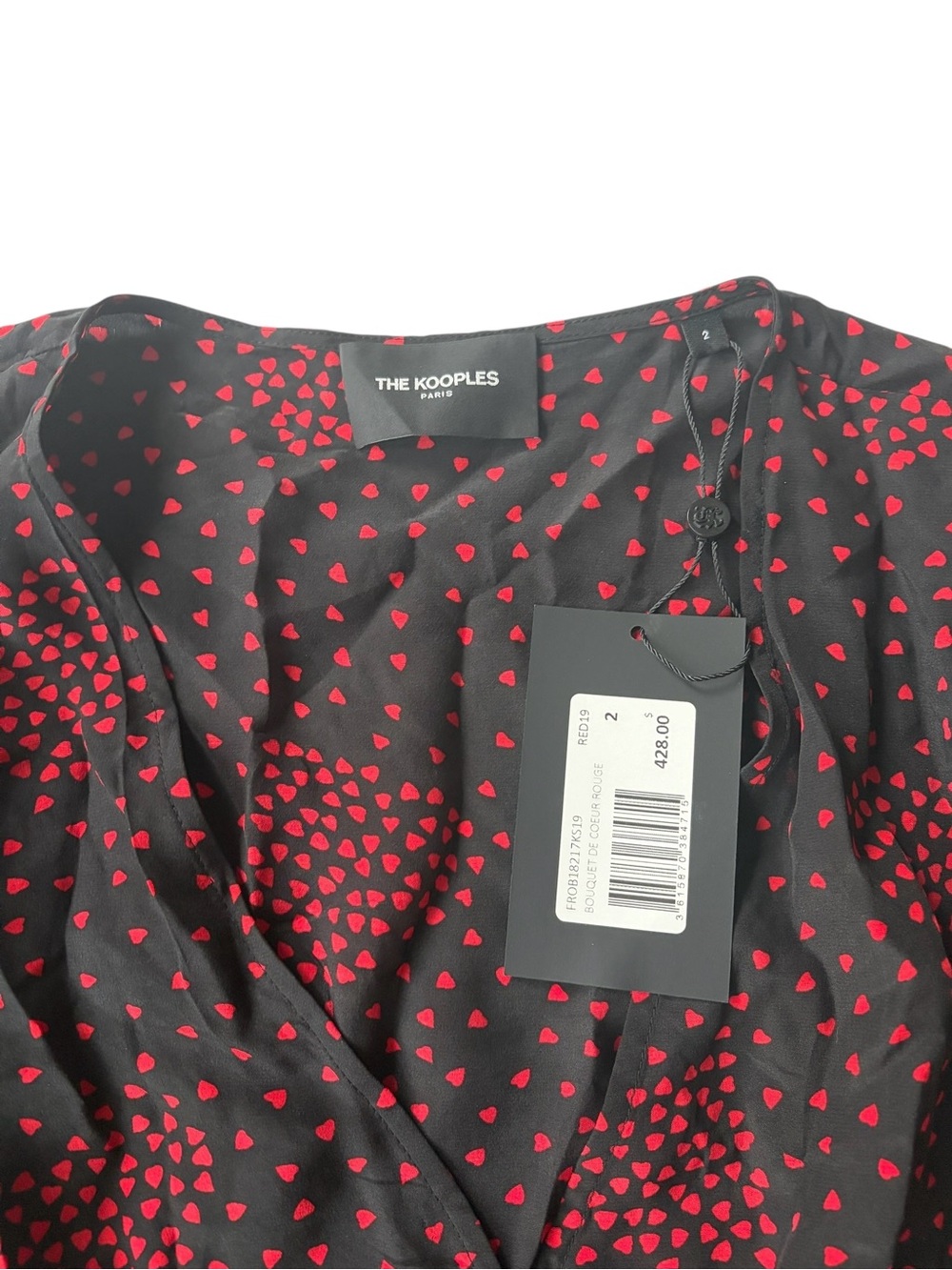 The Kooples Silk Blend Red Heart Print Wrap Mini Dress 6 NWT - Picture 7 of 12
